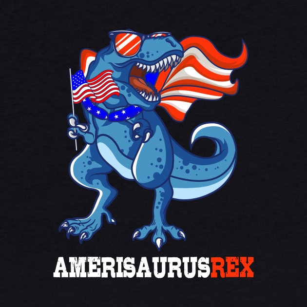 America USA 4th July T-Rex Gift by Delightful Designs